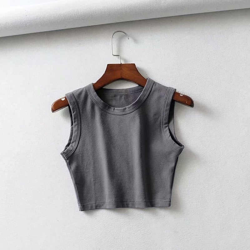 Levoire | Cheryl Crop Top - Un Haut Féminin Frais Et Estival Épaules larges - Gris