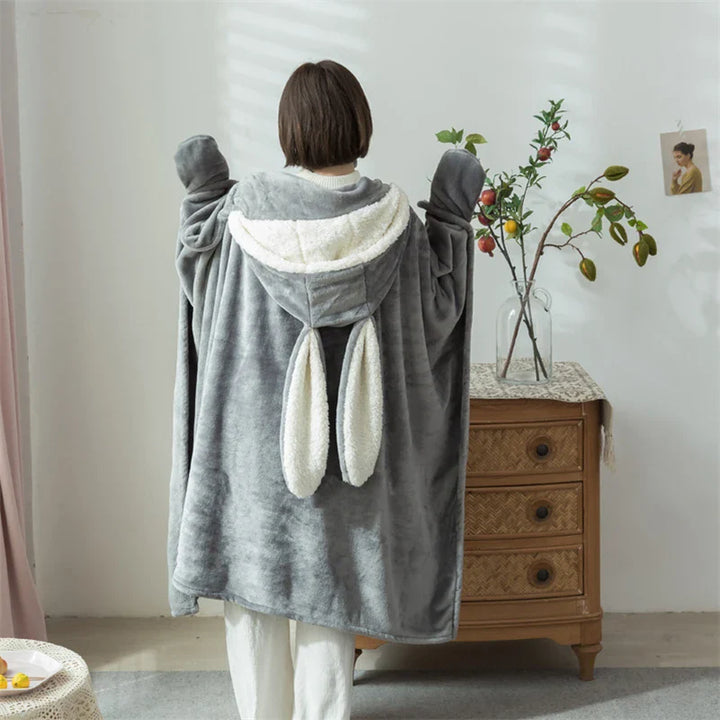 Levoire | Peignoir En Lapin Avec Capuche Gris Universel
