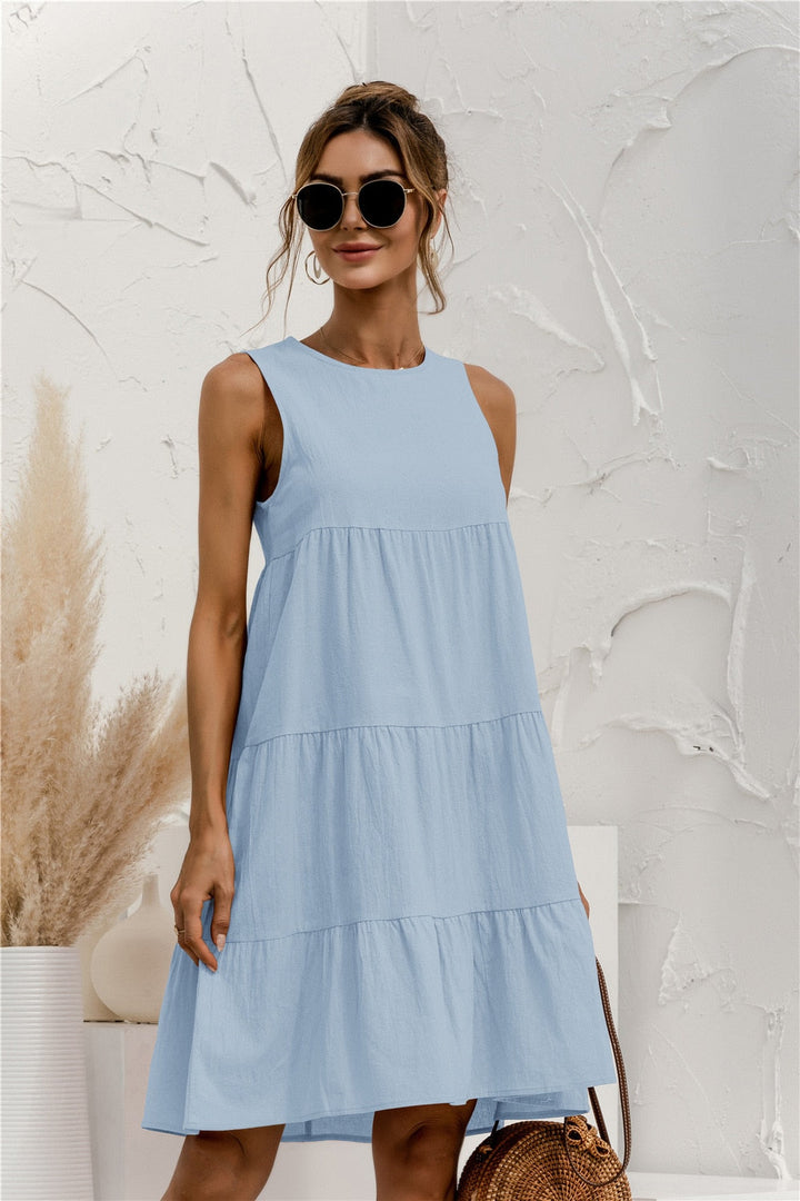 Levoire | Robe Sans Manches Mi-Longue Tendance Pour Femmes Bleu