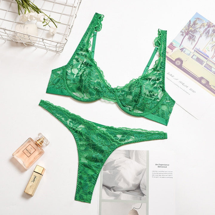 Levoire | Ensemble De Lingerie En Dentelle Vert