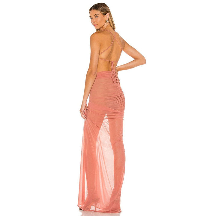 Levoire | Mousseline Sans Bretelles Dos Ouvert Robe Maxi