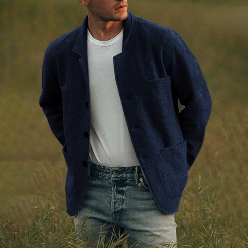 Levoire | Gilet En Laine Élégant Avec Fermeture À Boutons Pour Hommes Bleu