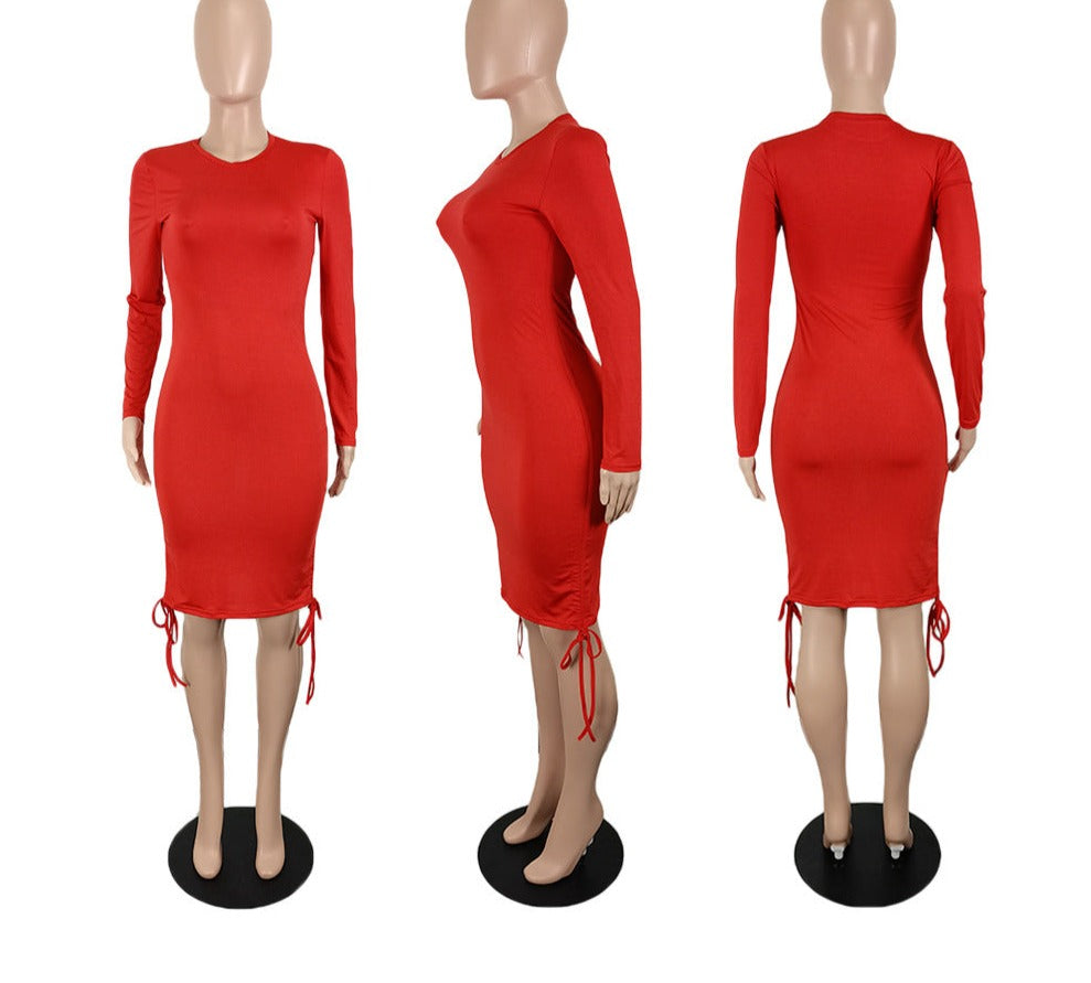 Levoire | Robe Midi Bodycon Extensible Froncée Rapide