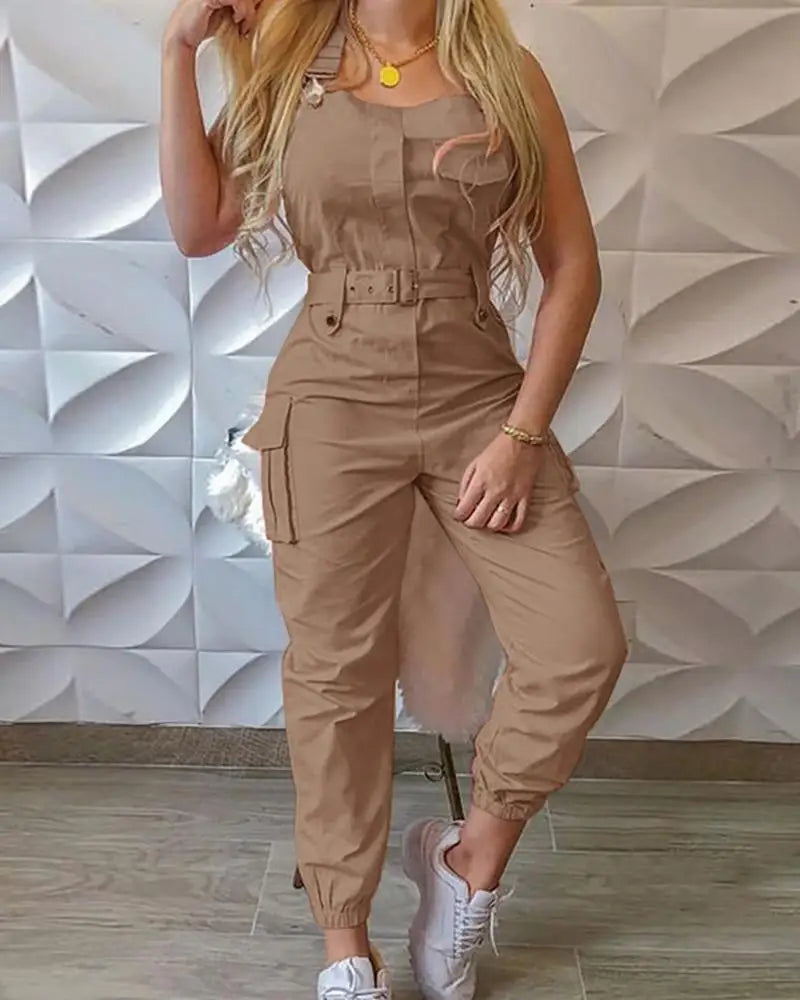 Levoire | Salopette Avec Ceinture, Pantalons Larges De Tablier, Poches Robustes, Pantalons Cargo Khaki