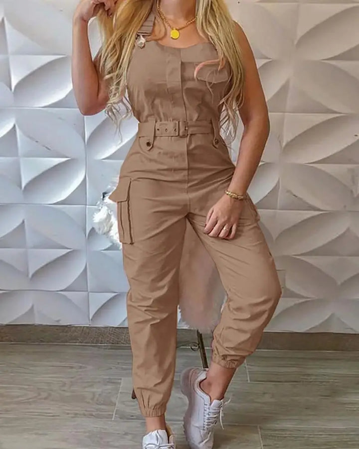 Levoire | Salopette Avec Ceinture, Pantalons Larges De Tablier, Poches Robustes, Pantalons Cargo Khaki