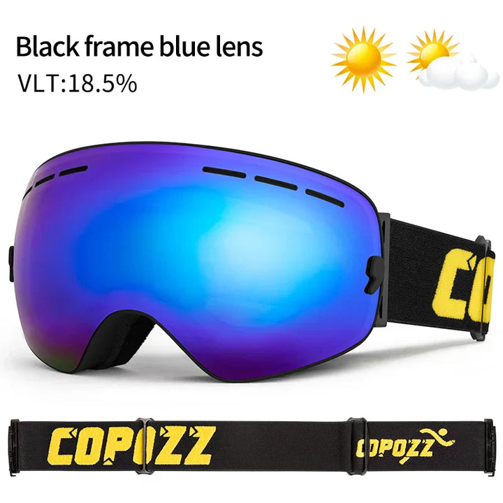 Levoire | De Ski Unisexe Uv400 Anti-Buée Verres Bleus Monture Noire