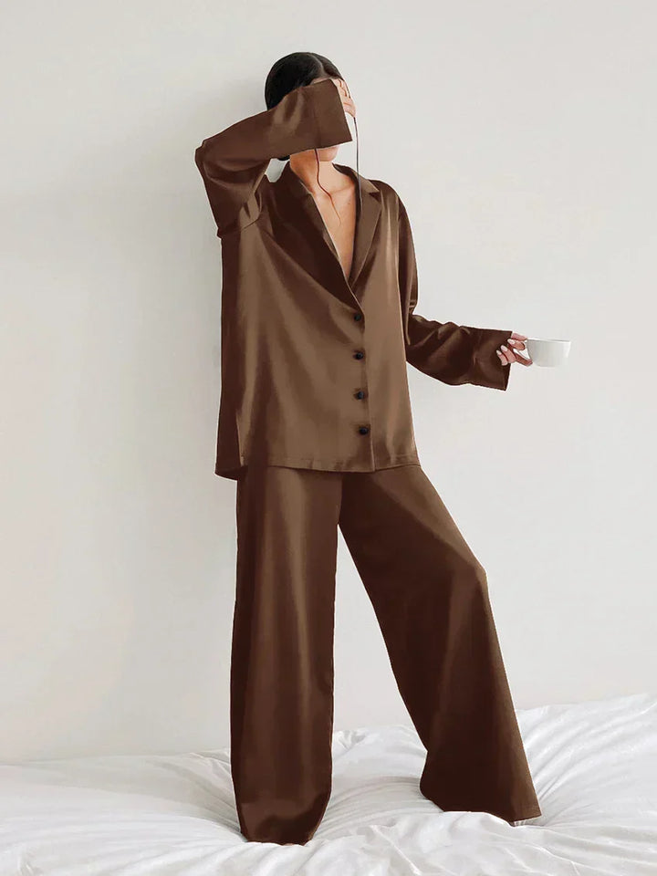 Levoire | Ensemble De Vêtements De Nuit En Satin De Soie Grande Taille Braun