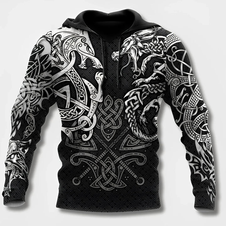 Levoire | Sweat À Capuche Inspiré Par Les Vikings Pour Hommes Blanc