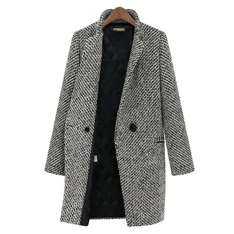 Levoire | Manteau long en tissu doux Noir Blanc