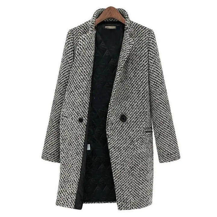 Levoire | Manteau long en tissu doux Noir Blanc