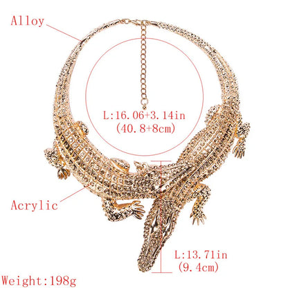 Levoire | Collier En Crocodile En Cristal Brillant Pour Un Look Accrocheur