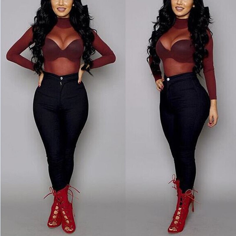 Levoire | Tyla Top Transparent - Un Haut Sexy Et Élégant Pour Femmes. Rouge bourgogne