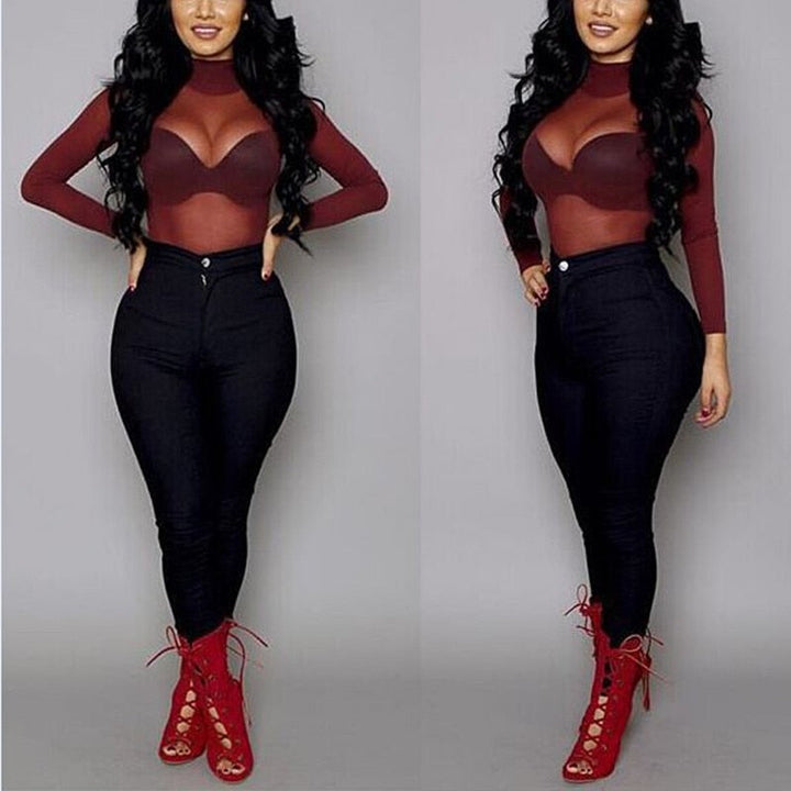 Levoire | Tyla Top Transparent - Un Haut Sexy Et Élégant Pour Femmes. Rouge bourgogne