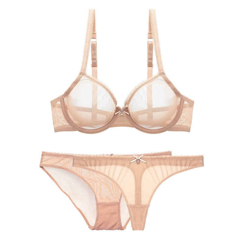 Levoire | Ensemble De Lingerie Transparent 3 Pièces Beige