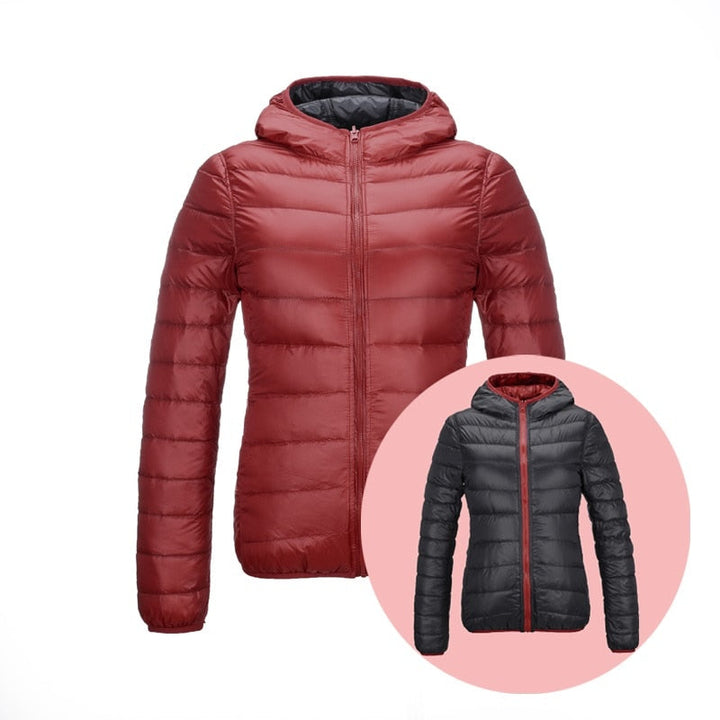 Levoire | Veste Légère En Duvet Pour Femmes | Hiver Rouge & Noir