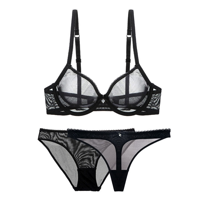 Levoire | Ensemble De Lingerie Transparent 3 Pièces Pour Le Confort Noir