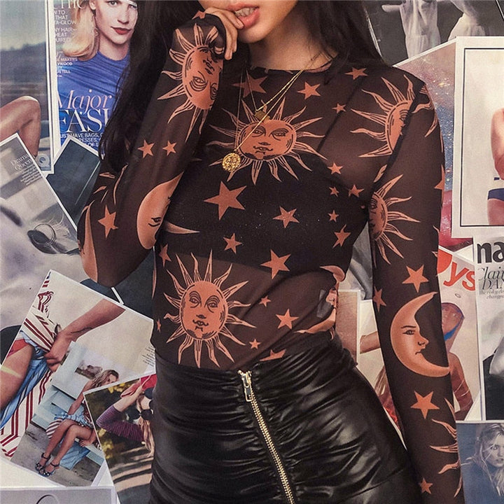 Levoire | Sweatshirt - Sweatshirt Avec Un Mesh Transparent Et Un Imprimé Inhabituel Noir S