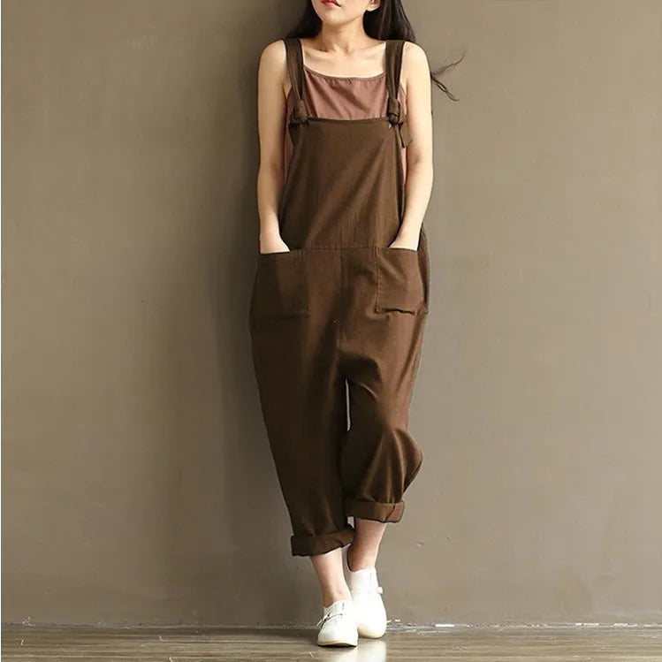 Levoire | Salopette Tendance Pour Femmes Avec Jambes Larges Surdimensionnées Et Longueur Mi-Longue Avec Poches