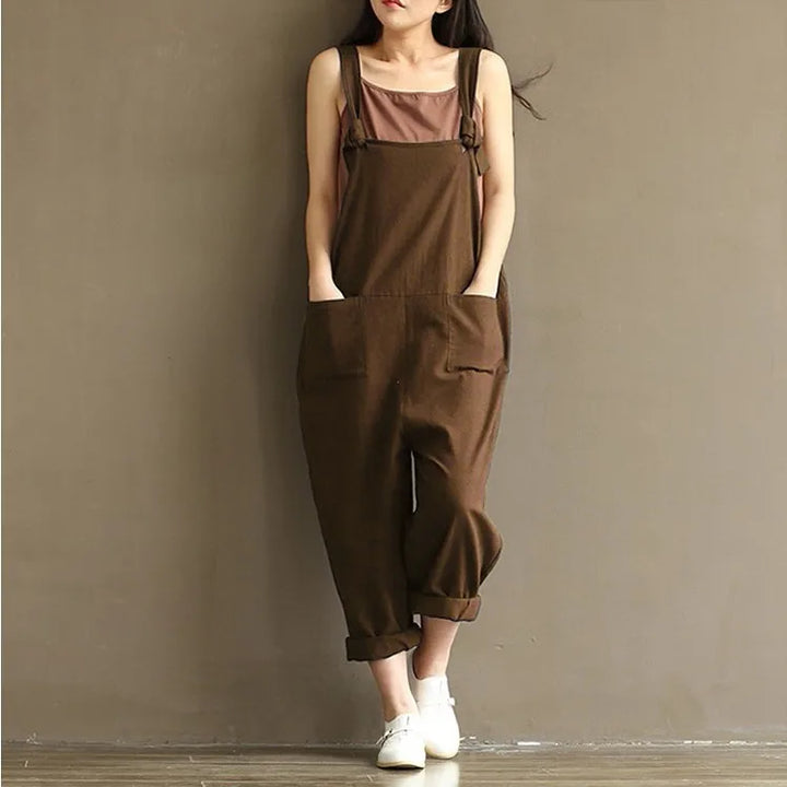 Levoire | Salopette Tendance Pour Femmes Avec Jambes Larges Surdimensionnées Et Longueur Mi-Longue Avec Poches