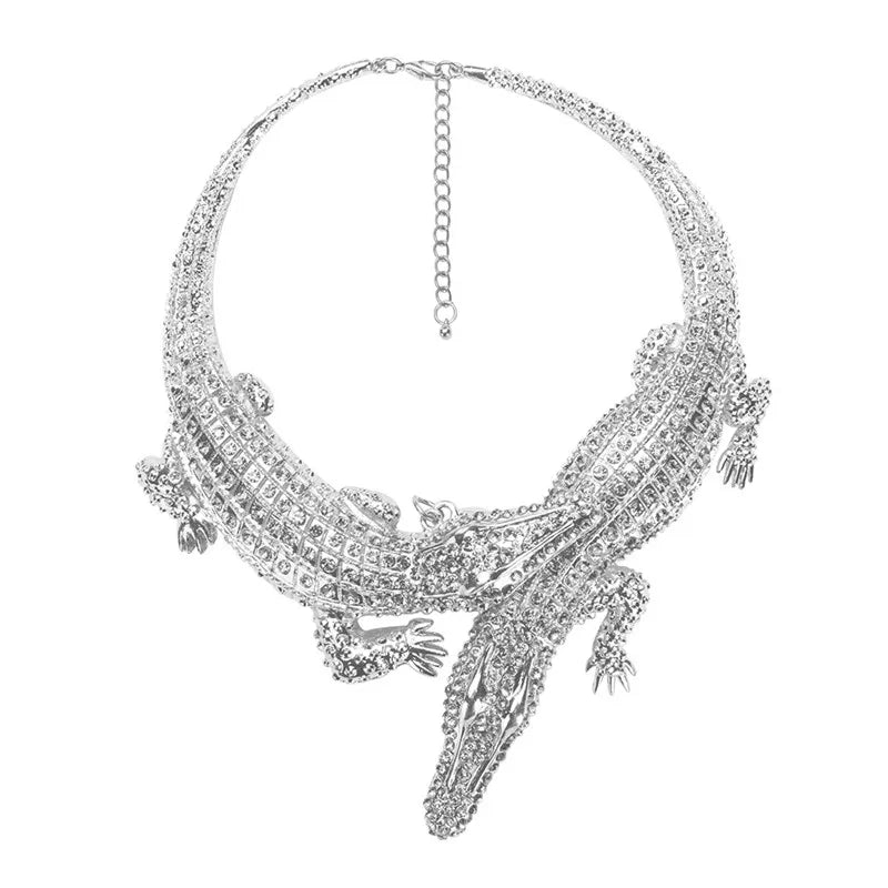 Levoire | Collier En Crocodile En Cristal Brillant Pour Un Look Accrocheur