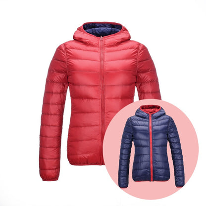 Levoire | Veste Légère En Duvet Pour Femmes | Hiver Rouge & Bleu Navy