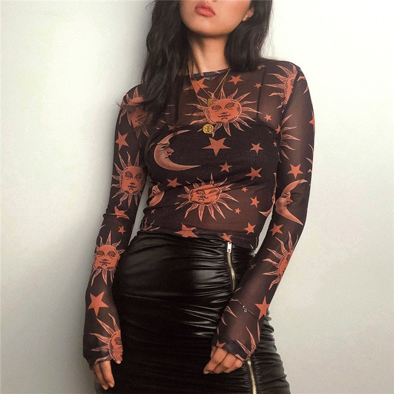 Levoire | Sweatshirt - Sweatshirt Avec Un Mesh Transparent Et Un Imprimé Inhabituel Noir