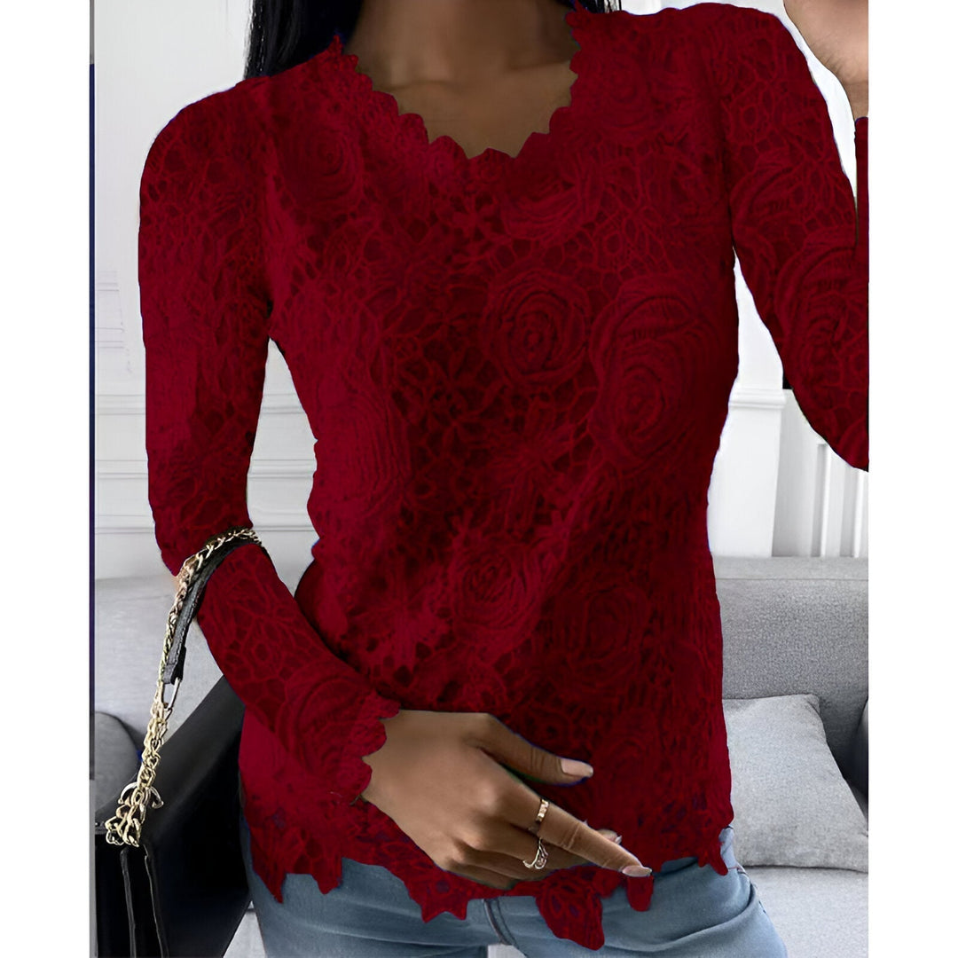 Levoire | Chemise En Dentelle Élégante À Manches Longues Vin rouge