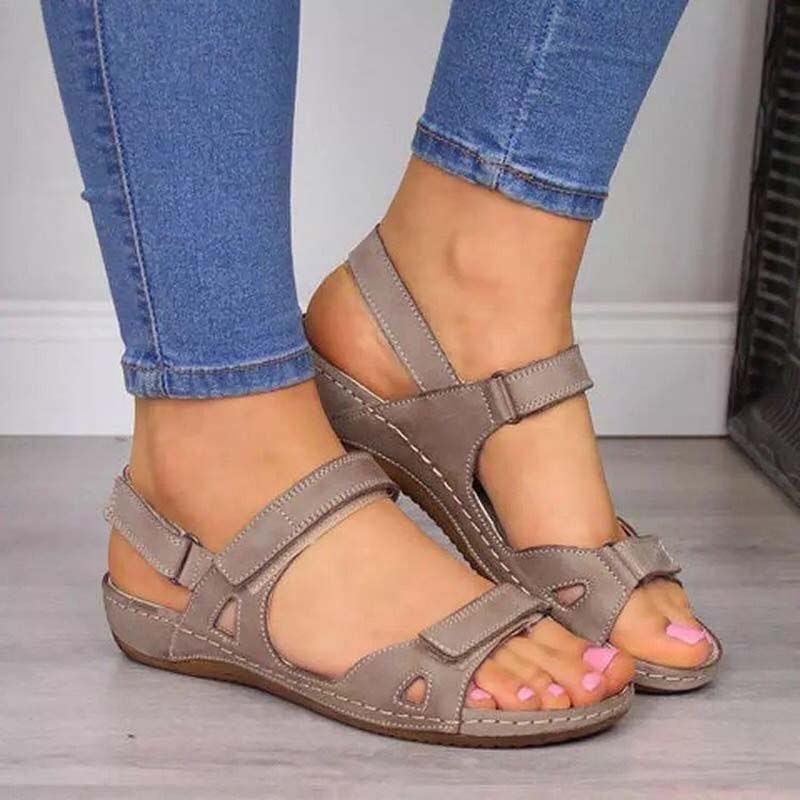 Levoire | Sandales Ergonomiques Pour Femmes Avec Fermeture Velcro Gris