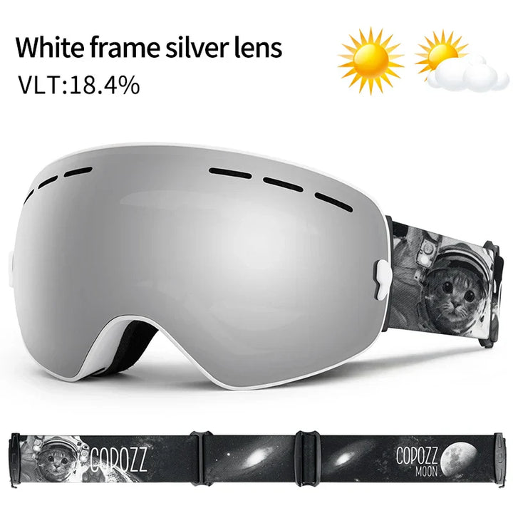 Levoire | De Ski Unisexe Uv400 Anti-Buée Argent Blanc