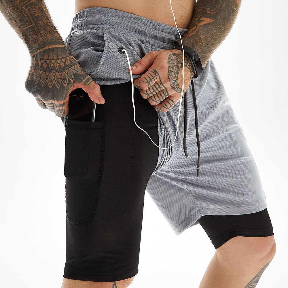 Levoire | Fit Shorts De Course Incl Trousse À Téléphone & Ouverture Pour Pièce Gris clair