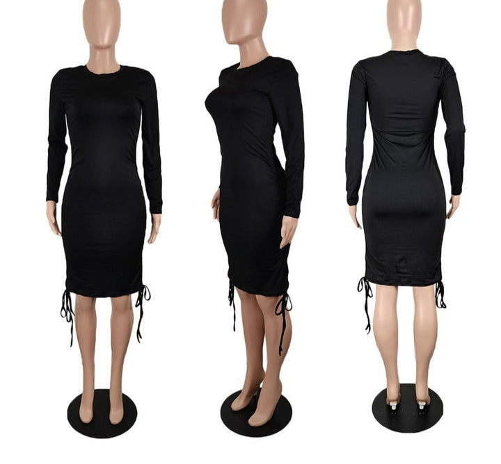Levoire | Robe Midi Bodycon Extensible Froncée Rapide