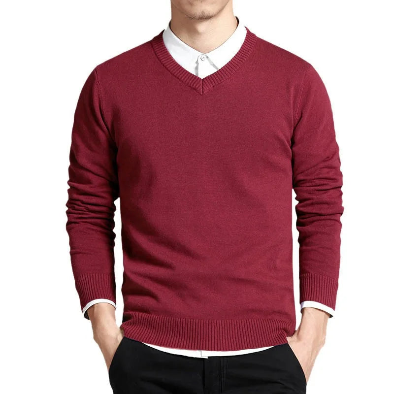 Levoire | Pull En Coton Premium Avec Décolleté En V Rot