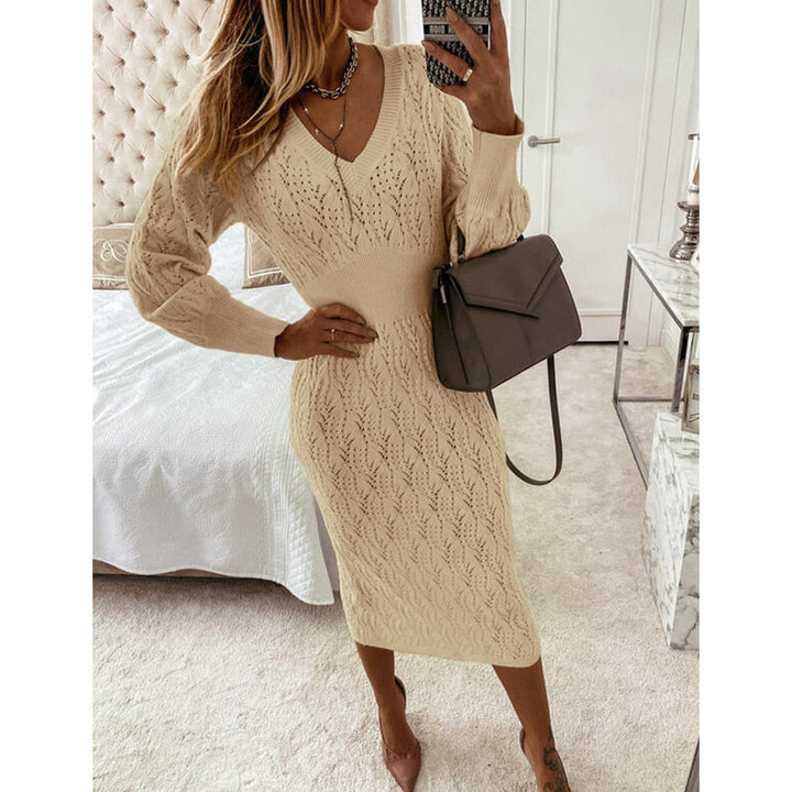 Levoire | Robe Midi Beige Tricot Automne Café
