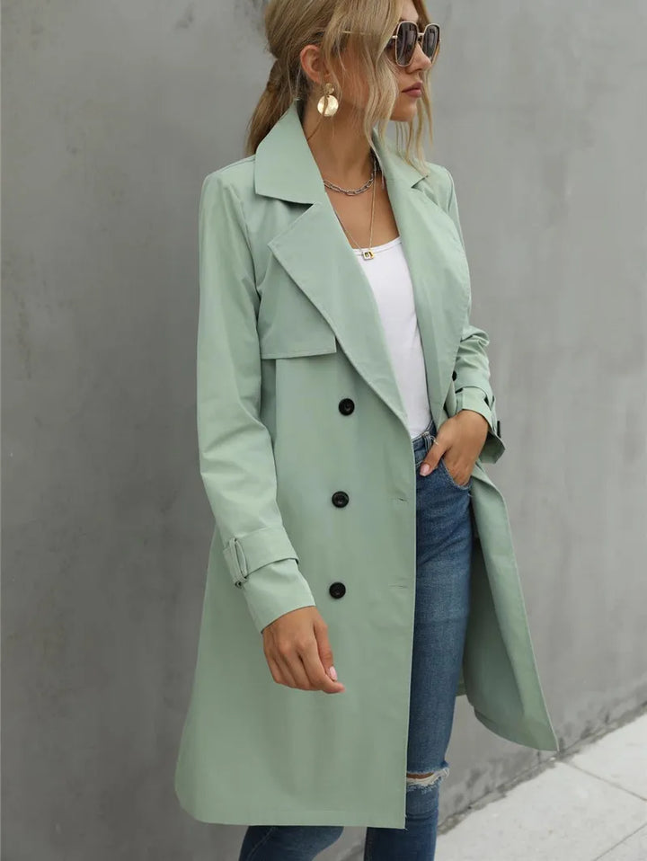 Levoire | Veste Trench Décontractée Double Boutonnage Vert