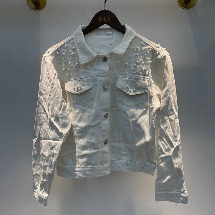 Levoire | Veste En Jean Décontractée Avec Perles Blanc