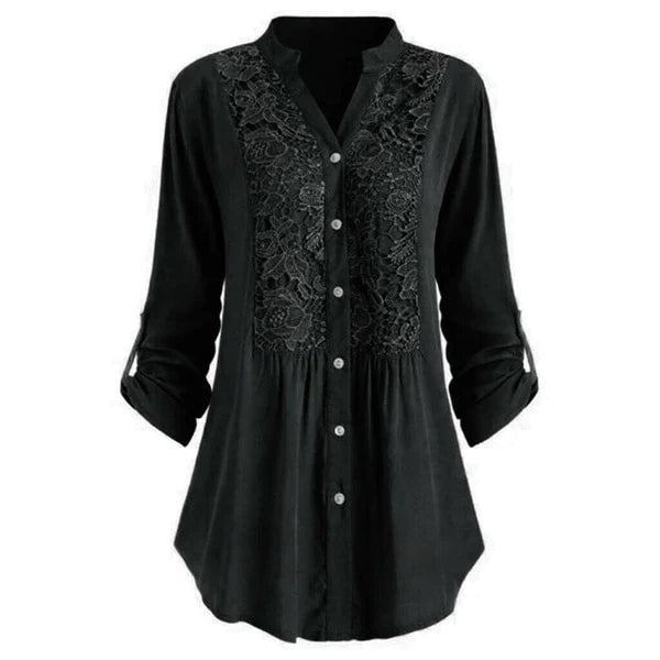 Levoire | Motepé V-Neck Long Blouse Avec Manches Bouffantes Et Boutons Noir