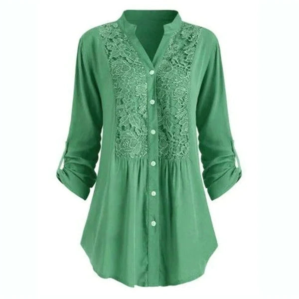 Levoire | Motepé V-Neck Long Blouse Avec Manches Bouffantes Et Boutons Vert