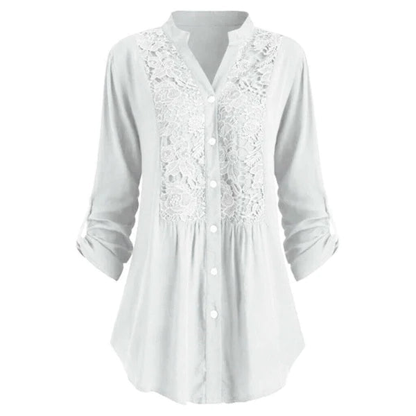 Levoire | Motepé V-Neck Long Blouse Avec Manches Bouffantes Et Boutons Blanc