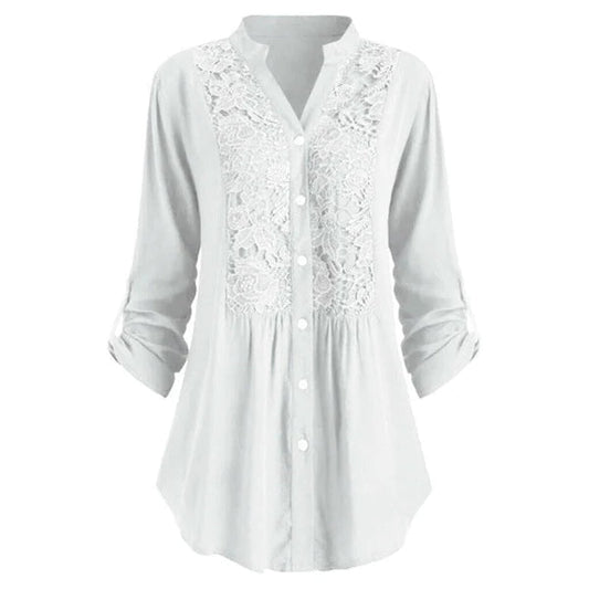 Levoire | Motepé V-Neck Long Blouse Avec Manches Bouffantes Et Boutons Blanc