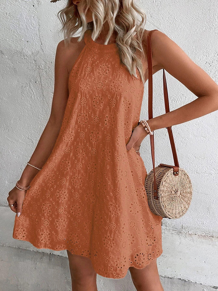 Levoire | Col Robe Œillets Chic Robe Mini Robe D'Été Orange