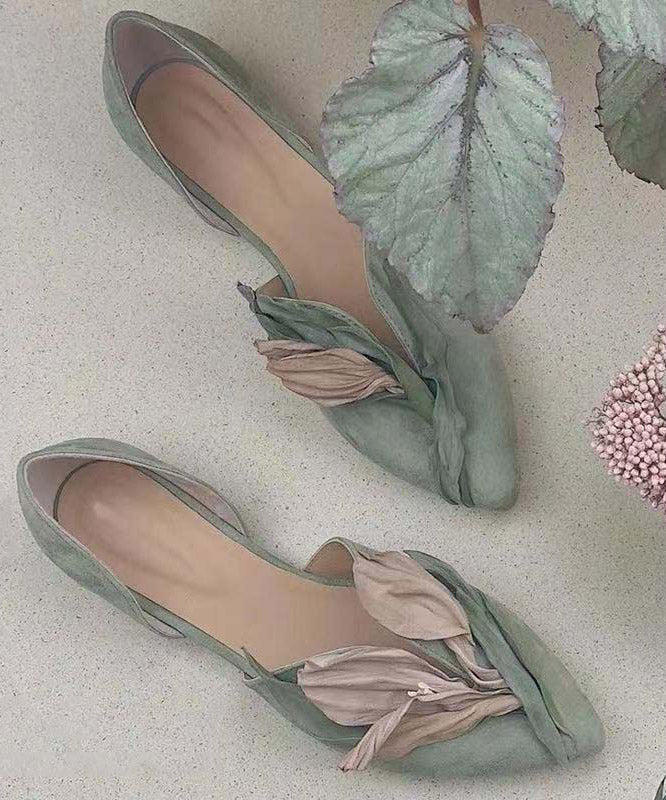 Levoire | Ballerines en dentelle fleur de rose Vert