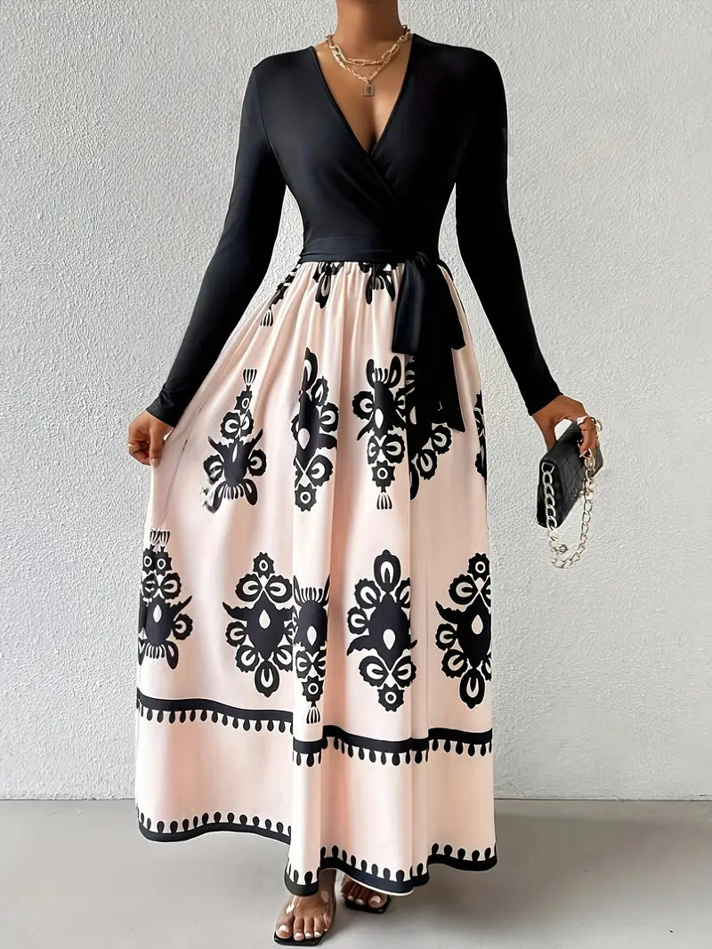 Levoire | Robe Élégante Avec Motif Géométrique Pour Femmes Noir