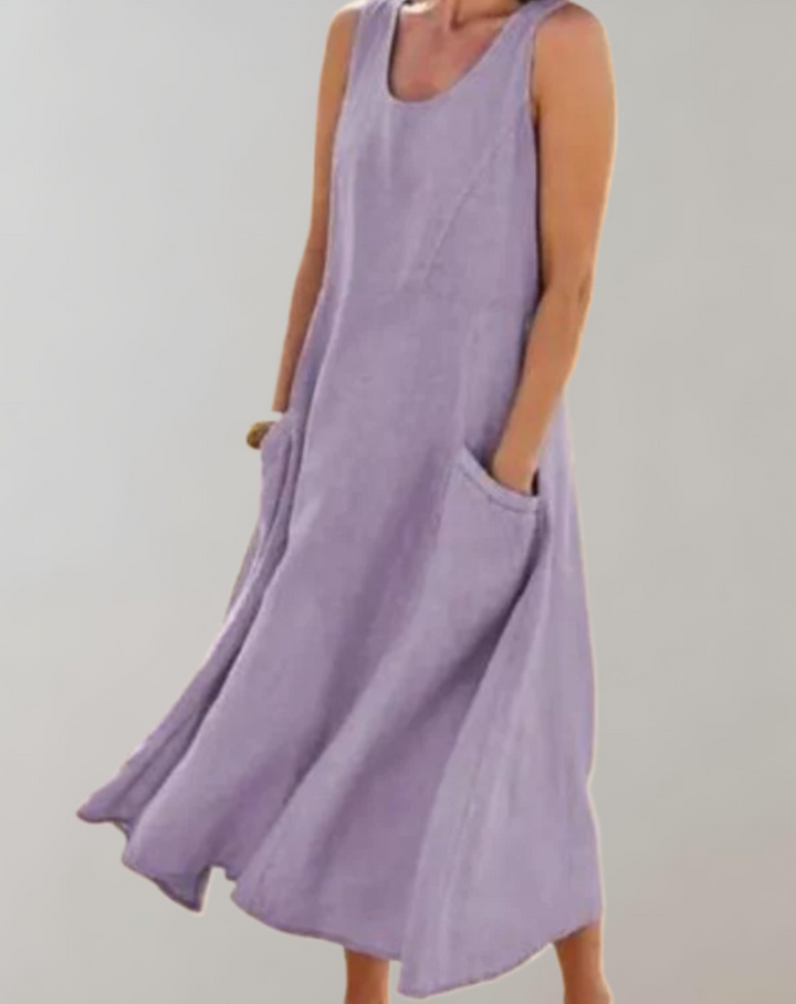 Levoire | Robe D'Été Décontractée Pour Femmes Avec Poches En Matériau Léger Violet