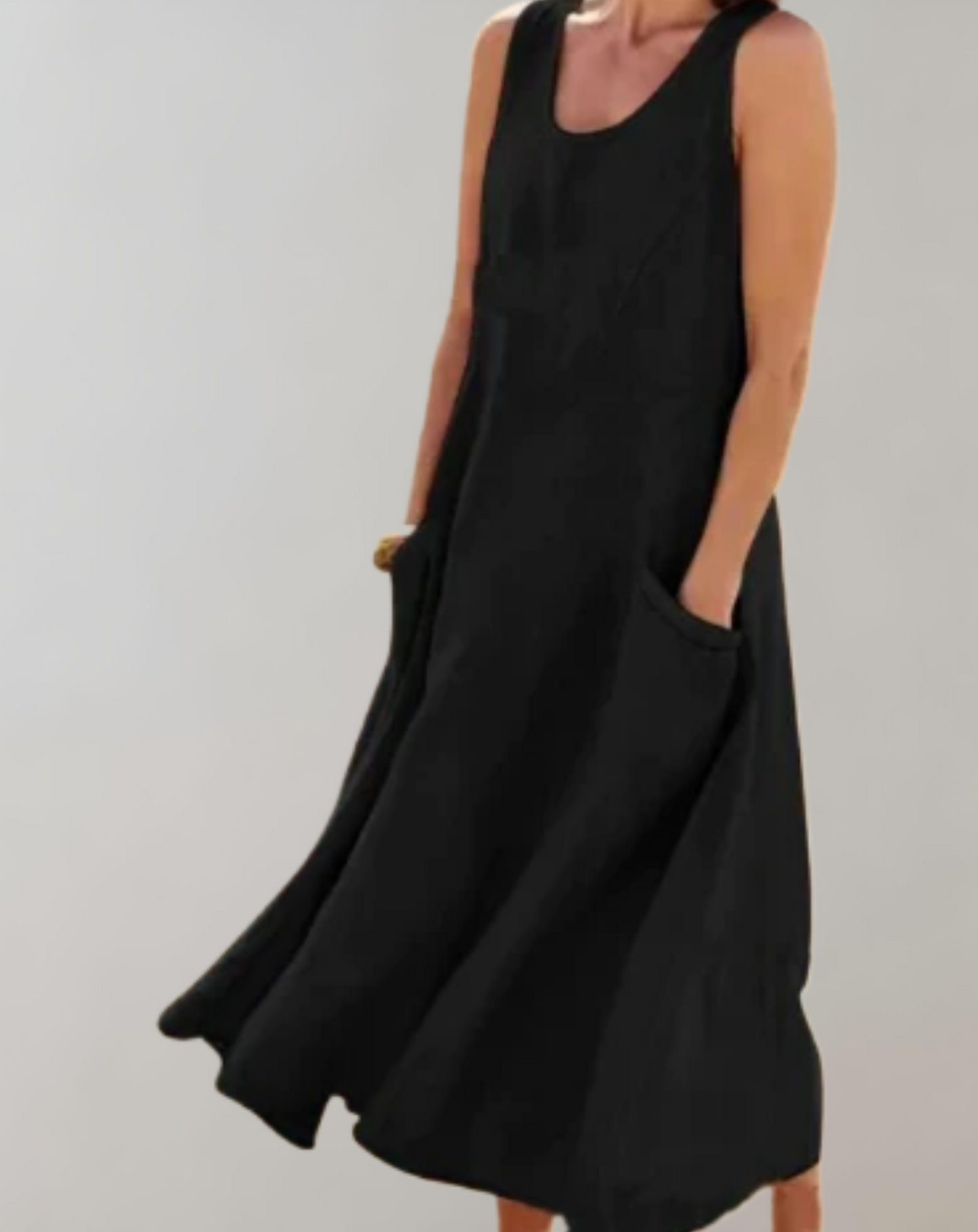 Levoire | Robe D'Été Décontractée Pour Femmes Avec Poches En Matériau Léger Noir