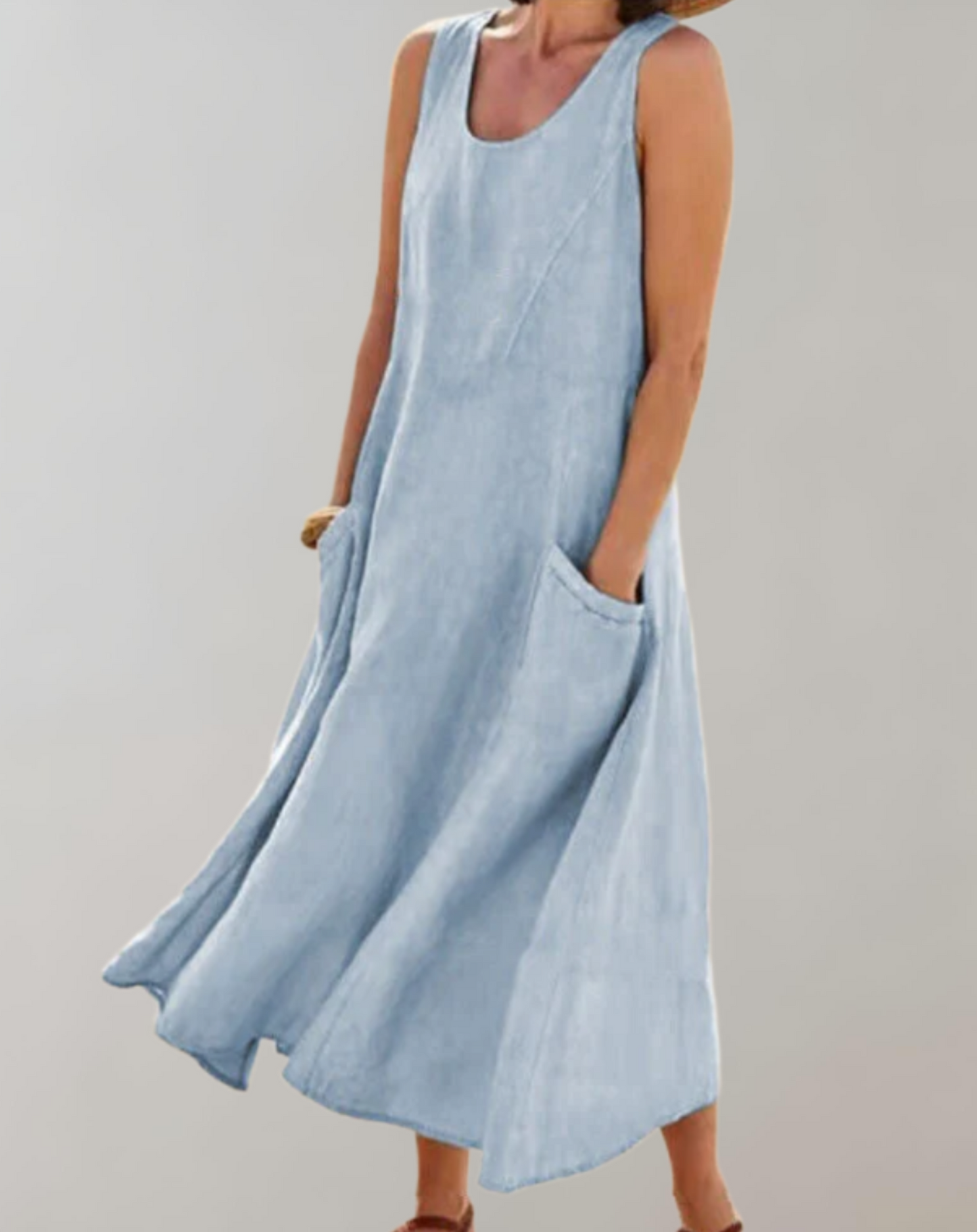 Levoire | Robe D'Été Décontractée Pour Femmes Avec Poches En Matériau Léger Bleu clair