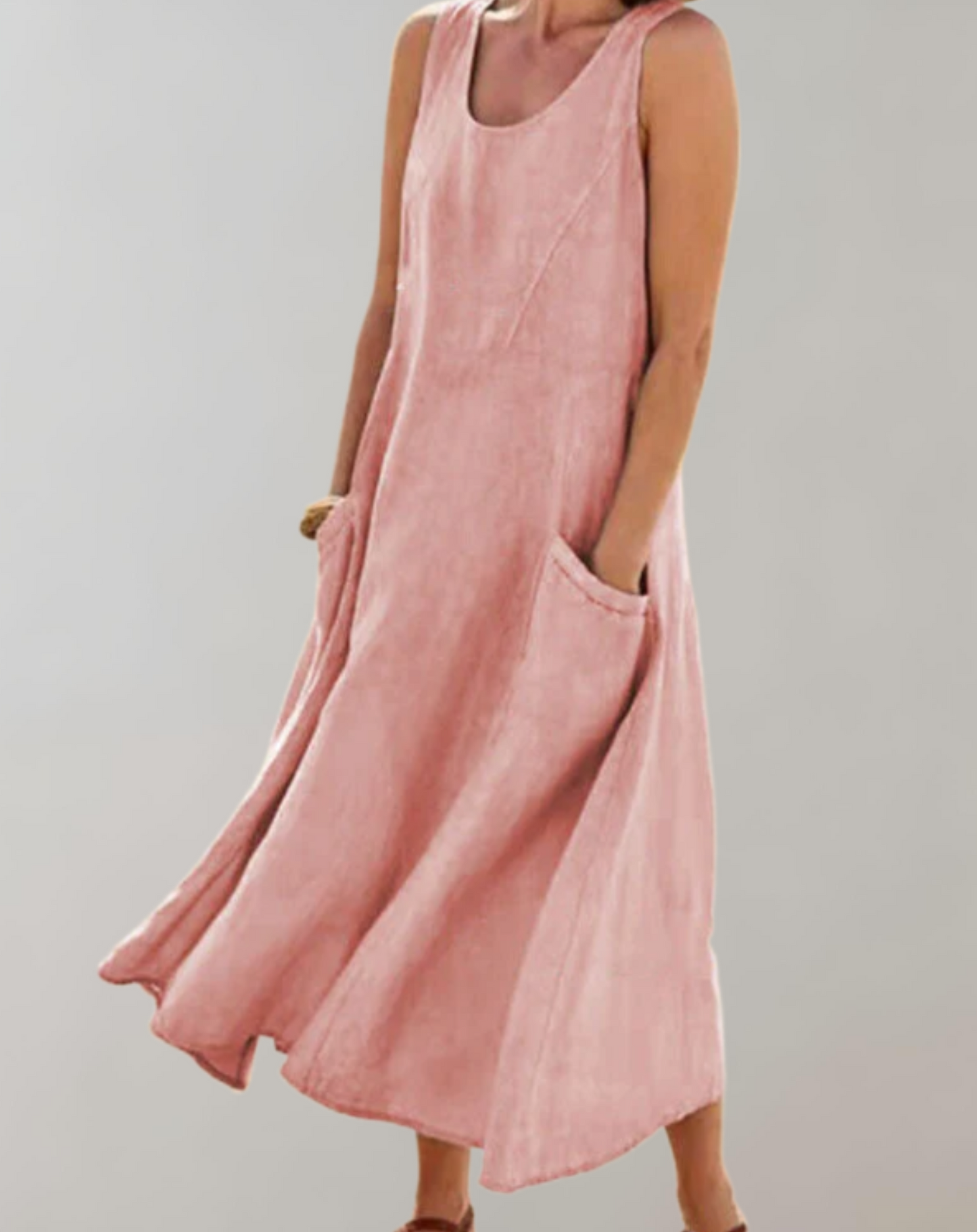 Levoire | Robe D'Été Décontractée Pour Femmes Avec Poches En Matériau Léger Rosa