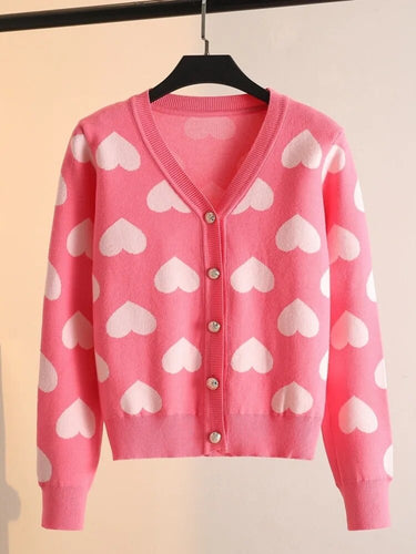 Levoire | Cœur Amour Jacquard Rose Gilet Tricoté