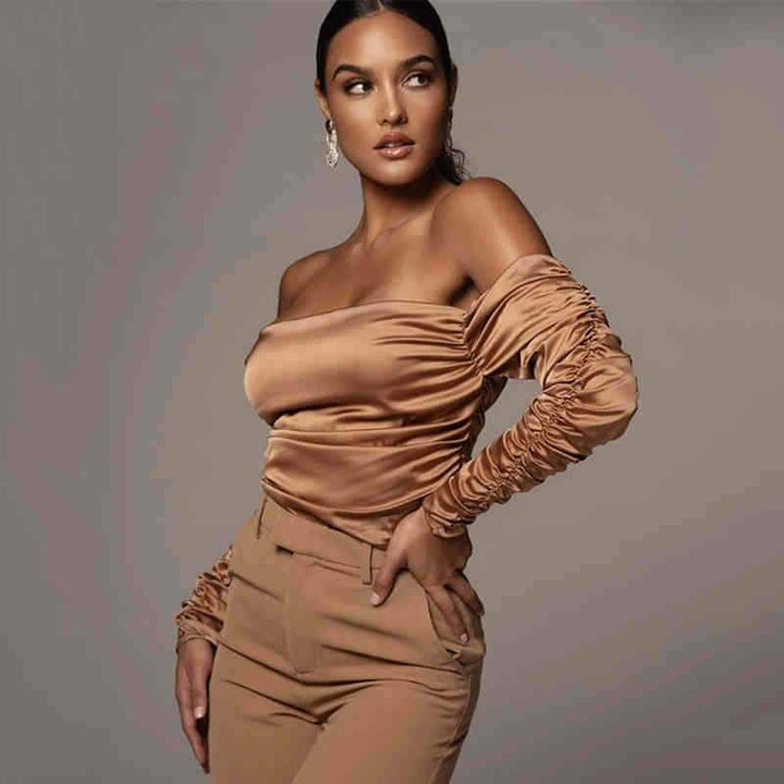 Levoire | chemise à manches longues en tube tuftée Marron