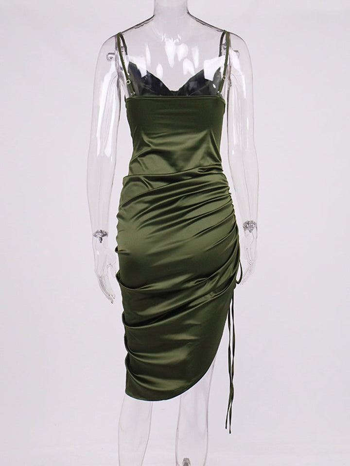 Levoire | Silke Bardot Ruché Corset Midi Robes
