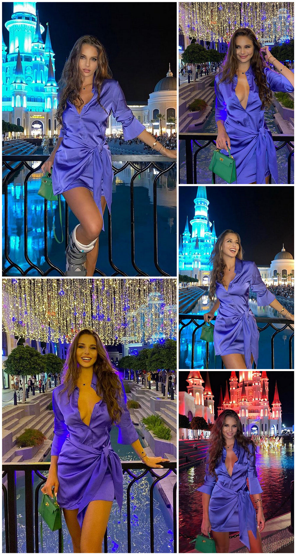 Levoire | Satin Manches Longues Bandage Robes Mini